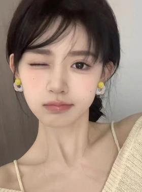 夏季黄色耳环女小众设计感