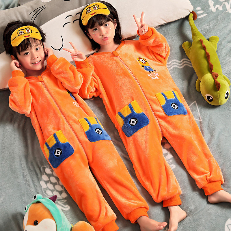 儿童连体衣卡通男童恐龙法兰绒睡衣 雅芙雨睡衣/家居服套装