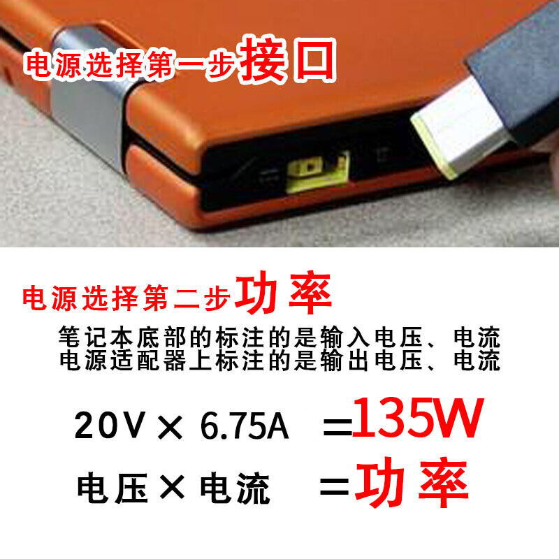 联想电源适配器拯救者14/15/R720/Y50/Y700黑将S5方口135W充电器-图1