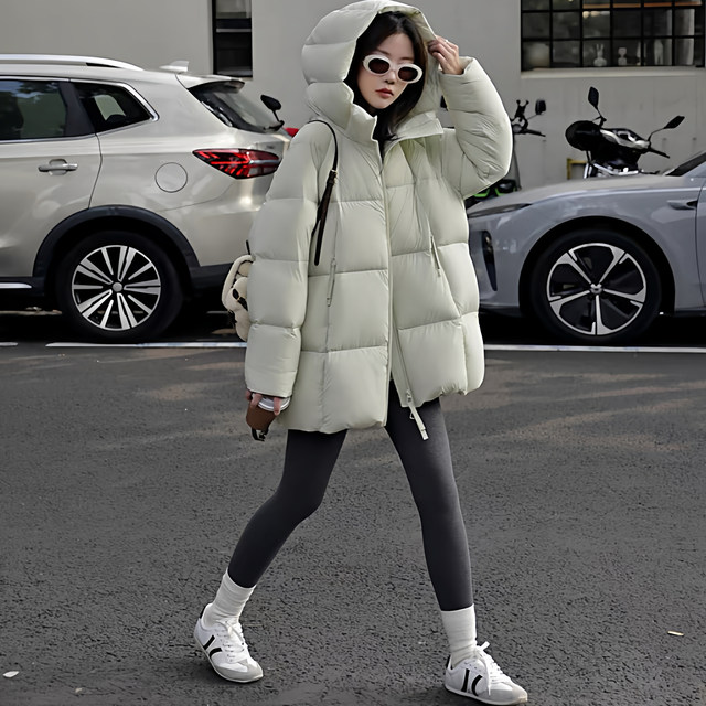 Skin-friendly puff down jacket for women mid-length