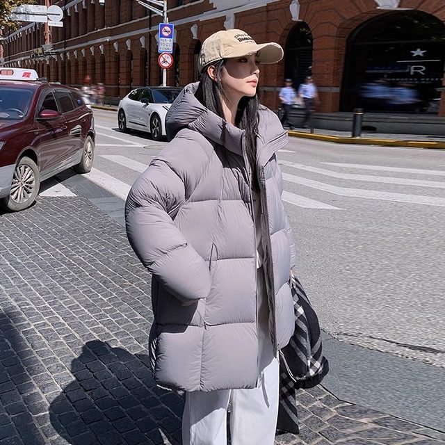 Skin-friendly puff down jacket for women mid-length