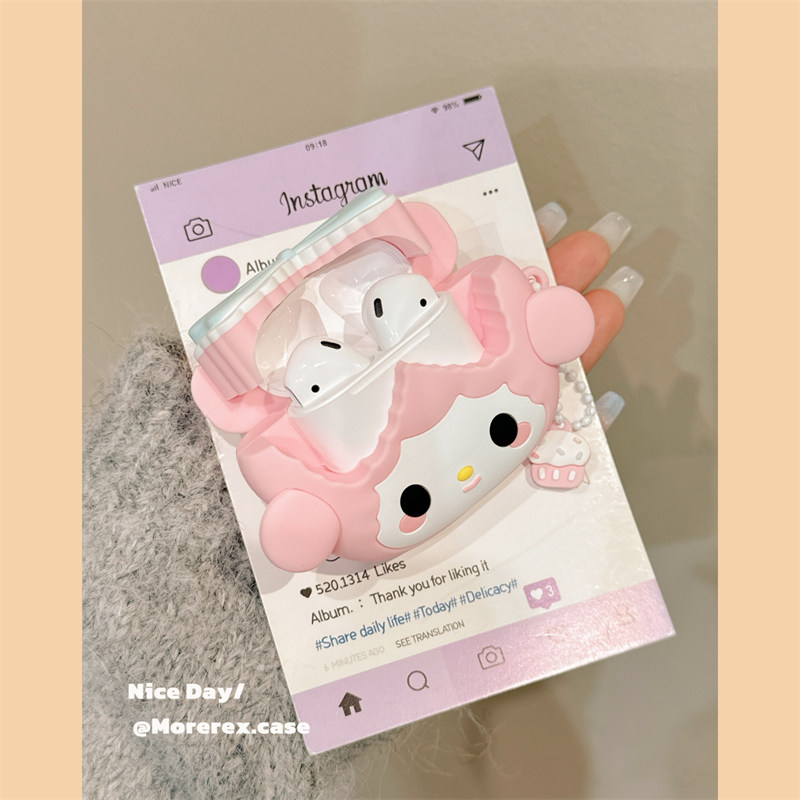 立体粉色小羊美乐蒂适用苹果新4代airpods蓝牙无线耳机保护套airpods1/2/3硅胶软壳airpodspro三代女新款小众,淘宝优惠券,粉丝福利购,淘宝优惠卷