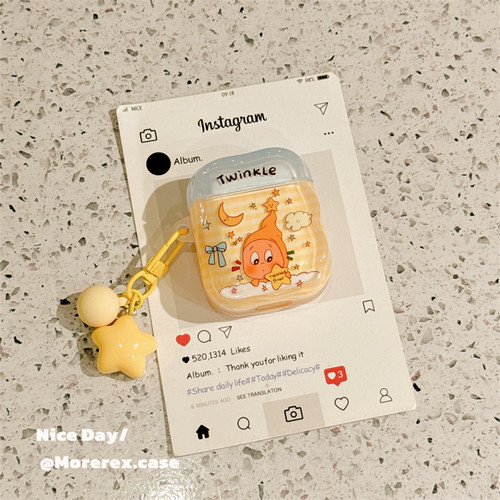 MoreRex可爱星星小人带挂饰适用苹果新4代airpods蓝牙无线耳机保护套1/2/3硅胶软壳airpodspro三代女新款小众 - 图0