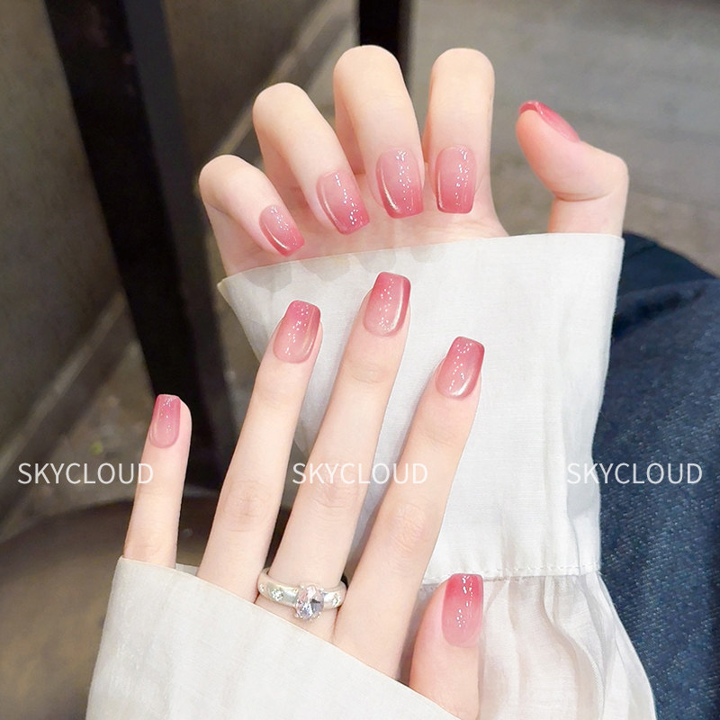 蜜桃冰透猫眼手工穿戴甲2025新款高级感法式美甲成品短款指甲贴片,淘宝优惠券,粉丝福利购,淘宝优惠卷