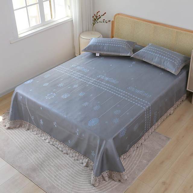 High-end ice silk soft cool mat for summer naked sleeping household single and double foldable bed sheet machine washing mat three-piece set