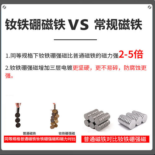 圆形型强力磁铁直径（8-25）铷钕铁硼高强度磁吸贴片薄小吸铁石粒 - 图2