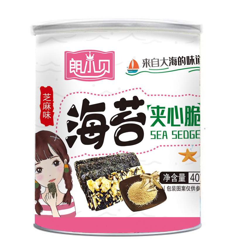 朗小贝芝麻夹心脆网红大罐装海苔 朗小贝食品海苔系列