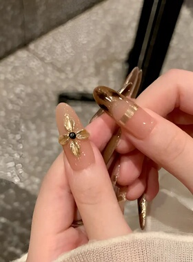 JohonGirls'/琴岛小嫚【重工咖金】高级豹纹法式金属猫眼手工穿戴