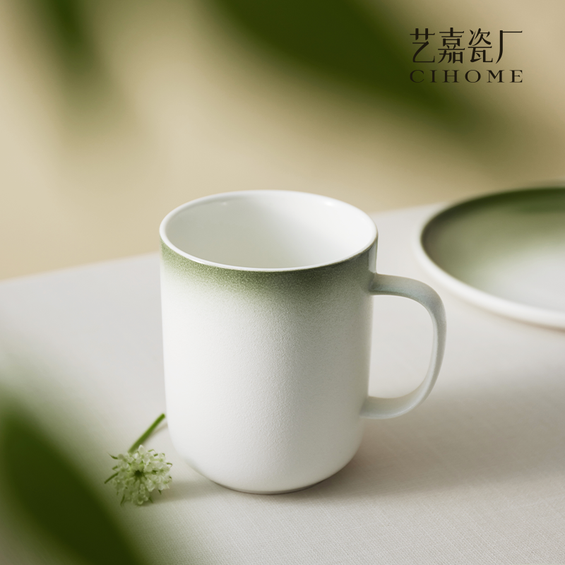 天际线春山绿高温渐变色釉餐具简约高级家用情侣陶瓷碗碟简约碗盘 - 图2