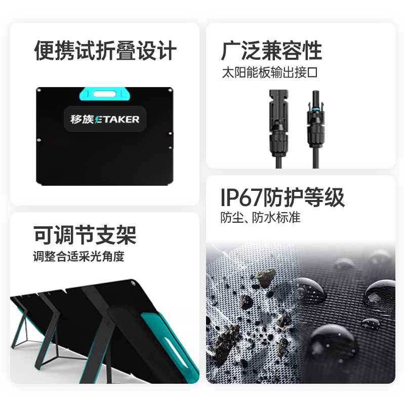 移族太阳能电池板400W/800W光伏发电板家用户外露营折叠便携充电搭配户外电源使用,淘宝优惠券,粉丝福利购,淘宝优惠卷