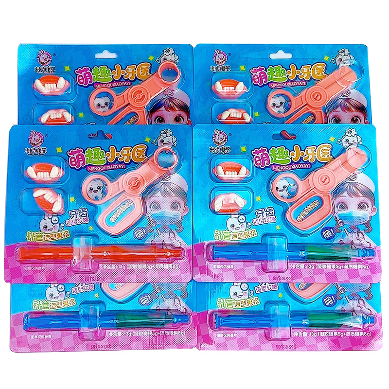 萌趣小牙医牙齿造型软糖针管造型果浆儿童零食创意玩具糖果批发 - 图1