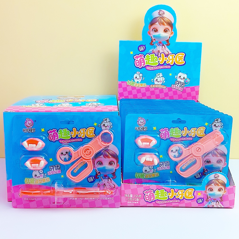 萌趣小牙医牙齿造型软糖针管造型果浆儿童零食创意玩具糖果批发 - 图0
