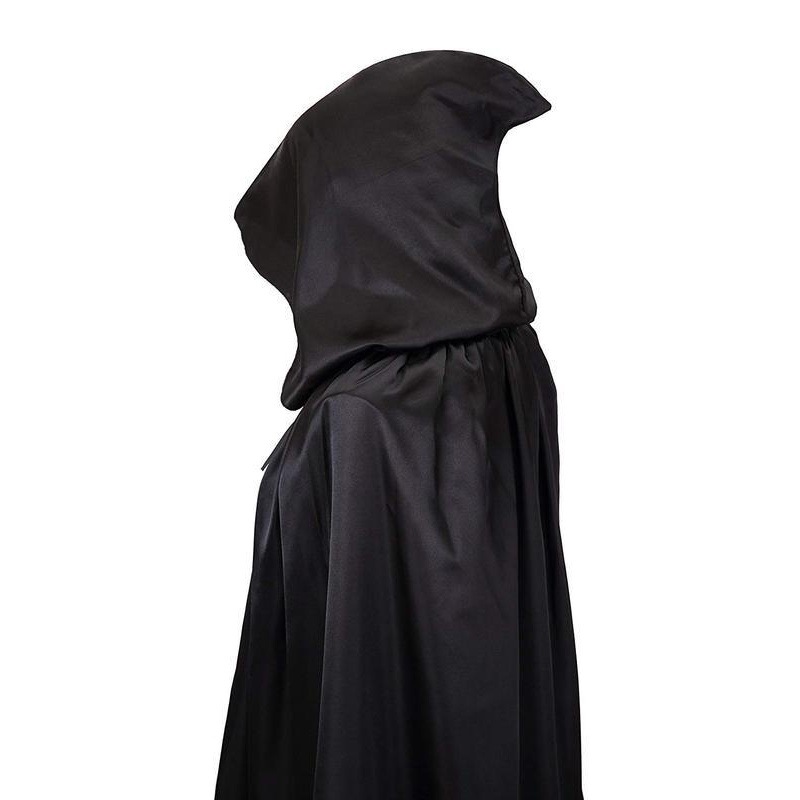 黑色万圣节角色扮演吸血鬼女巫男女通用薄款披肩兜帽斗篷中长款-图2