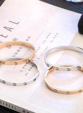 法国cherrykoko卡家时尚情侣轻奢手饰十钻钛钢手镯潮流满天星满