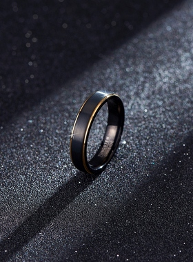 黑色钨金戒指男士复古钨钢男生