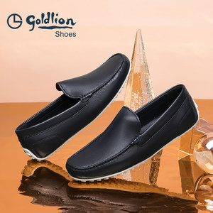 金利来男鞋2024春季商务休闲男鞋软轻底豆豆鞋牛皮一脚蹬单鞋皮鞋