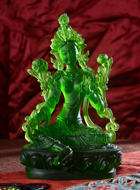 古法琉璃绿度母佛像观音菩萨