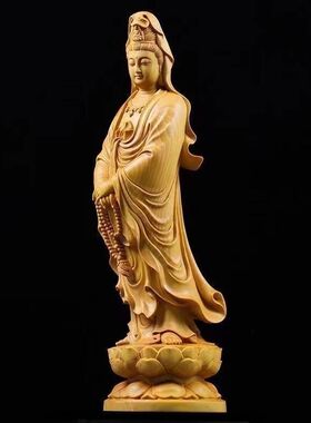 天然崖柏木雕南海观音菩萨佛像