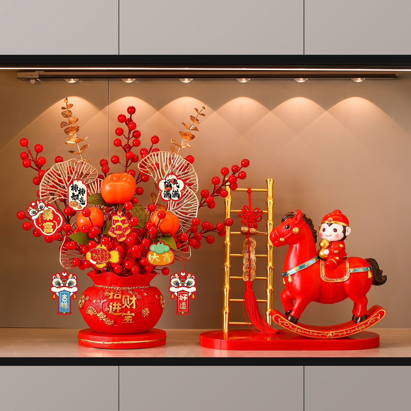 招财新年玄关装饰桌面摆件客厅福桶马摆件新居乔迁婚庆开业送礼品 - 图2
