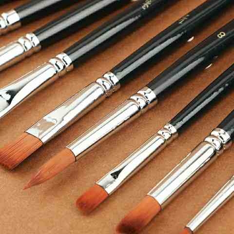 12支装尼龙画笔套装水粉水彩颜料油画丙烯美术绘画专用扇形排笔d6