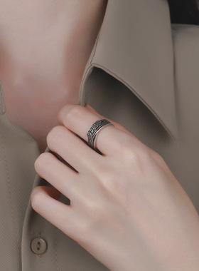 戒指女双层线条开口指环礼