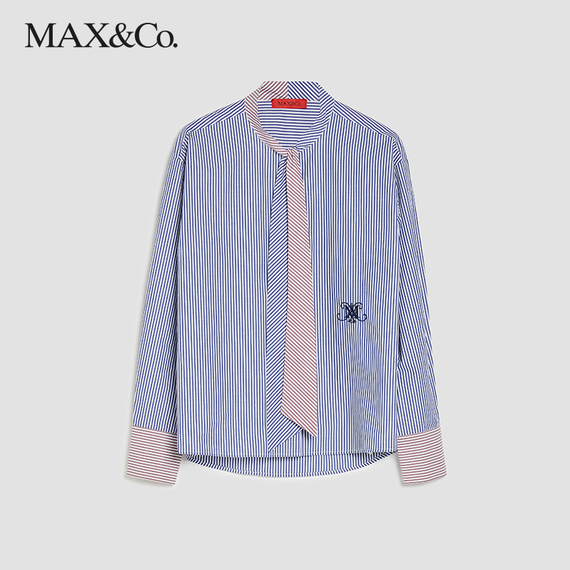 MAX&Co.2023春夏新款蝴蝶领结棉府绸衬衫7111043003003maxco-图3