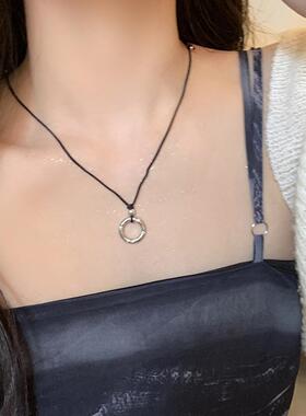 转运珠黑绳编织吊坠项链女2026年