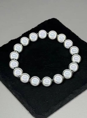 2024新款时尚百搭甜酷风珍珠反银串珠手链小众精致高级感配饰手饰