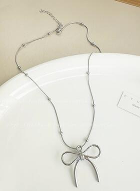 韩国新款银色镂空蝴蝶结黑色线绳