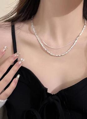 ins冷淡风碎银子双层项链女