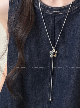 复古花朵抽拉项链女2025新款简约