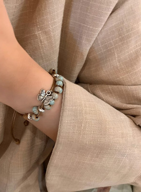 新中式复古民族风陶瓷手链女学生闺蜜国风元素手串双层手绳手饰品