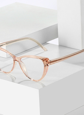 日系cherrykoko新款tr插芯猫眼防蓝光眼镜架弹簧腿素颜平光镜潮