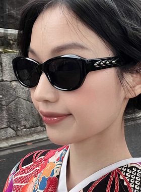 日系cherrykoko鲨鱼鳍椭圆小框太阳镜张凌赫墨镜凹造型防紫外线