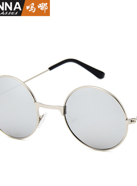 日系cherrykoko复古圆框太阳镜炫彩反光水银太子镜男潮流墨镜女