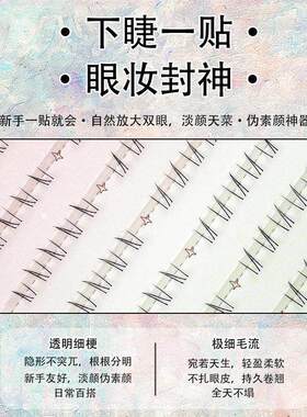 免胶小花鱼下睫毛大容量自然仿真款单簇分段式假睫毛纯欲眼睫毛款