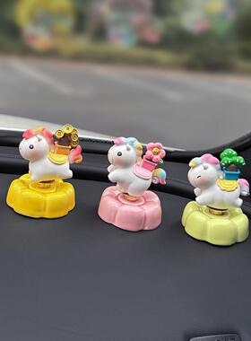 马年转转陶瓷小马上有钱汽车摆件车载中控仪表台车内装饰品女神