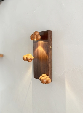 中古侘寂小众复古客厅卧室床头玄关过道民宿氛围咖啡厅木板壁灯