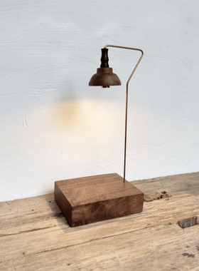 黑胡桃实木小夜灯家居装饰品创意礼品奶油原木风手办展示台座摆件