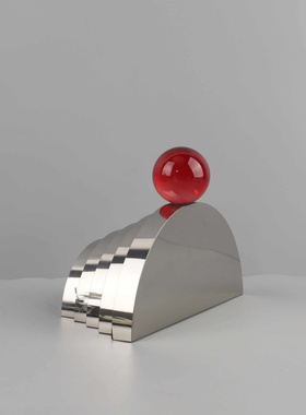 欧式轻奢烟灰水晶半圆桌面摆件客厅卧室玄关酒店电视柜家居装饰品