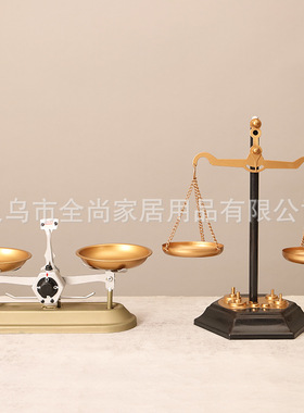 欧式复古怀旧老式手工铁艺天平工艺秤玄关橱窗装饰品创意桌面摆件