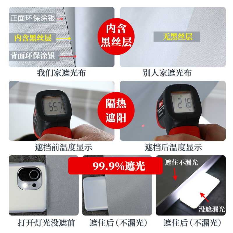 小窗帘免打孔安装魔术贴简易强遮光帘出租屋挂钩式遮阳帘窗户神器 - 图2
