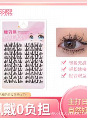 睫羽熙女团假睫毛小恶魔v型太阳花平度假睫毛眼睫毛书大容量