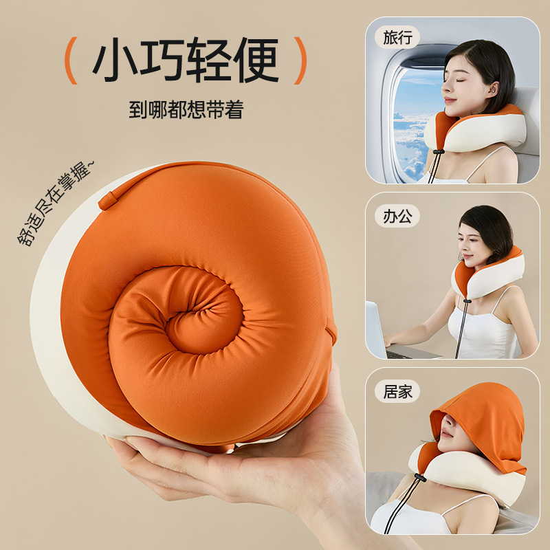 记忆棉u型枕连帽飞机枕护颈枕脖子脖枕旅行u行枕长途睡觉 - 图2