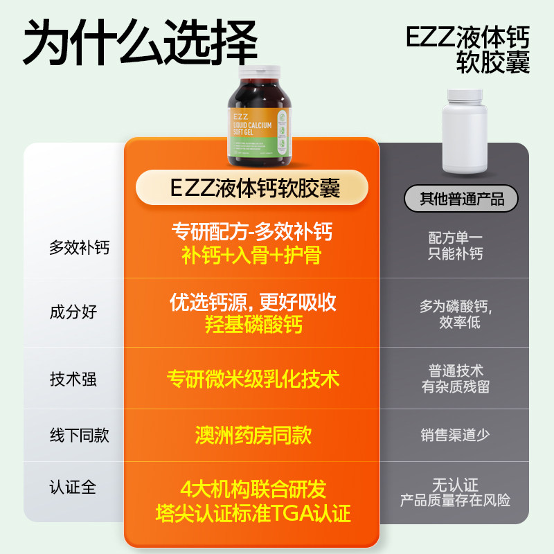 EZZ成人液体钙胶囊补钙维生素D钙镁锌进口官方旗舰店Y,淘宝优惠券,粉丝福利购,淘宝优惠卷
