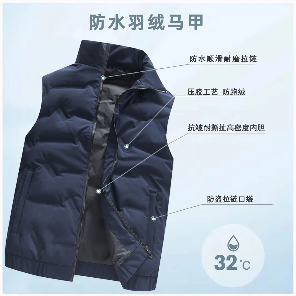 羽绒马甲定制工作服印LOGO秋冬男女工装立领背心定做坎肩刺绣印字 - 图1