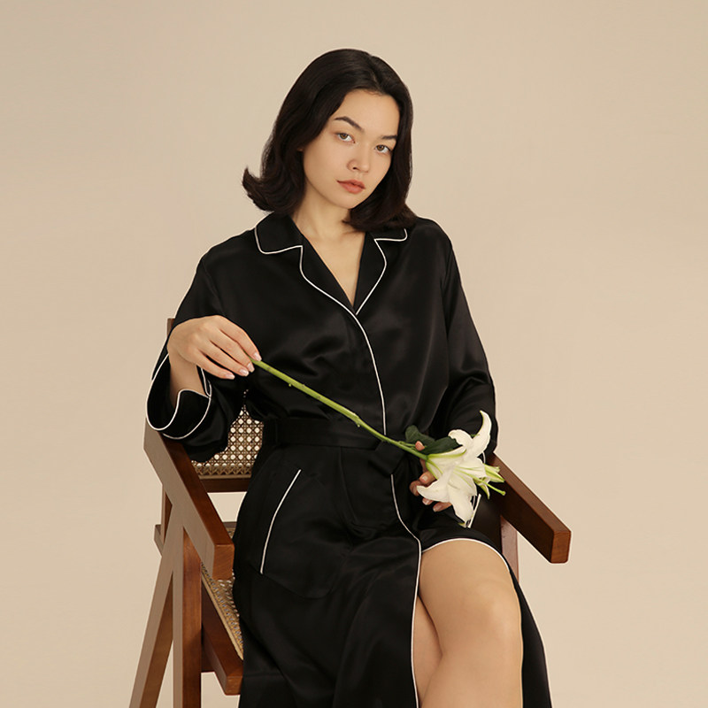 SLKMRKT乃丝真丝睡袍桑蚕丝系带连衣裙春秋家居服睡衣睡裙长袍,淘宝优惠券,粉丝福利购,淘宝优惠卷