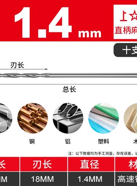 上工直柄麻花钻小钻头0.5/0.6/0.8/1/1.2/1.5/2/2.2/2.5mm