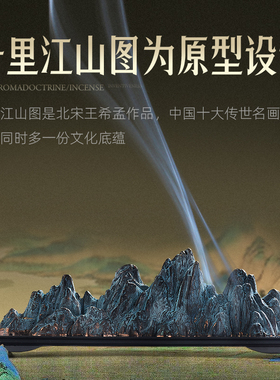 宋代千里江山图创意设计线香盒