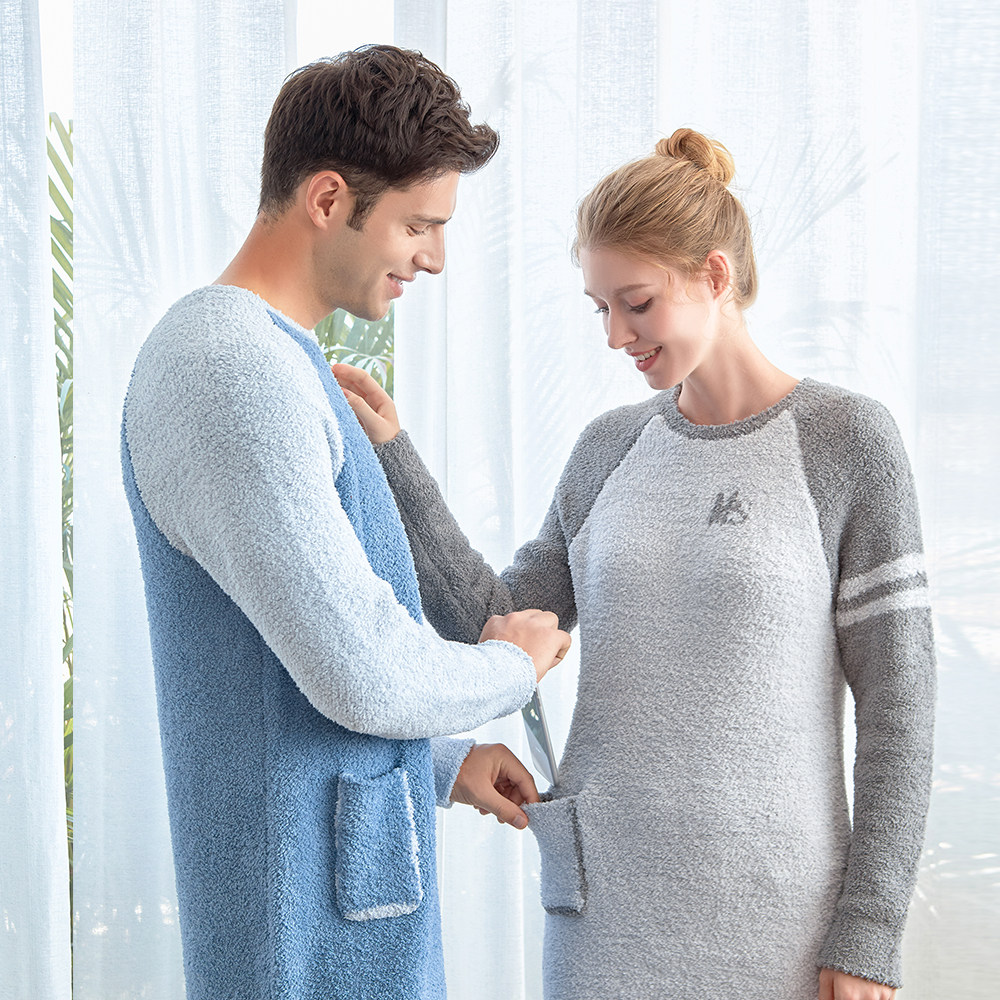 科技保暖睡袍情侣长款一体式连体衣 7VEILS睡裙